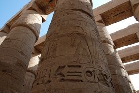 ancient columns with reliefs in Egypt