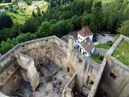 top view of Landštejn Castle, Czech Republic