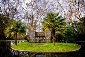 miniature house near the lake