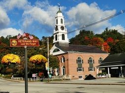 landscape of church at fall