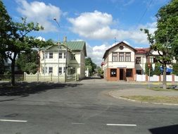 Houses in the street in the city