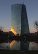 skyscraper in Frankfurt at sunset