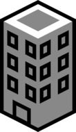 city building, black and white icon