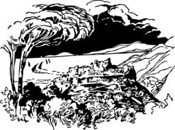 landscape mountains drawing
