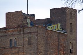 city graffiti on the roof of the building