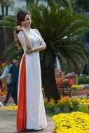 Vietnamese woman in a long white dress