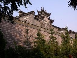 wall of stone buddhist temple