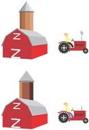 tractor near a farm in the countryside