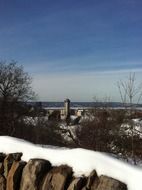 clear snow on the edge of town
