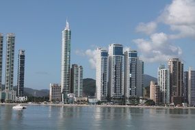 skyscrapers on the waterfront of the city