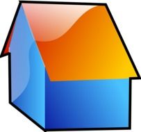 clipart of the abstract blue house with orange roof