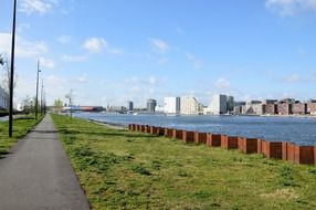 river ij embankment in Amsterdam