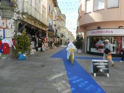 pedestrian shopping street in city, portuga, barcelos