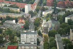 aerial view of streets of Warsaw