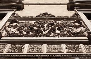 stone decorated door in historical building