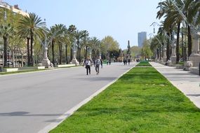 tourists on the street in barcelona