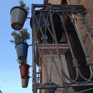 bottom view of an unusual balcony