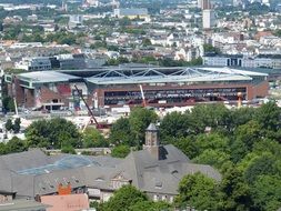 View from the heights to the football stadium in Hamburg