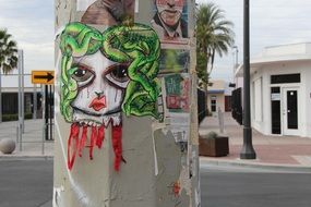 pillar in bright graffiti in the center of las vegas