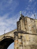 cross on old bridge, czech, prague