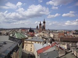 cityscape of st mary's church in Krakow, Poland