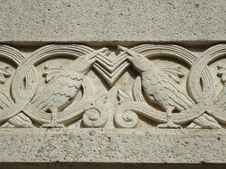 wood carving on the building