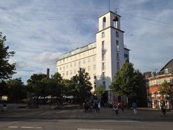 nordic building against the blue sky