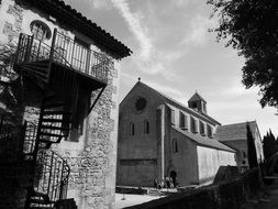 old stone building of abbey, france, provence