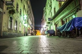 pavement of a old city in night illumination