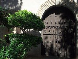 closed gate of aged castle