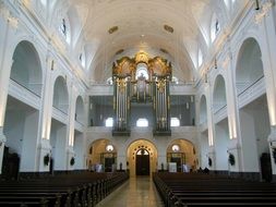 White interior of the church in Bavaria