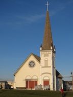 modern catholic church on a sunny day