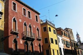 colorful facades of buildings in Venice