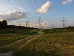 electrical networks along a field in Texas