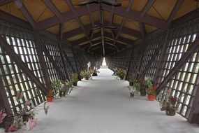 view inside a long roof with windows
