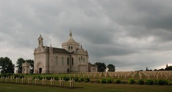 landscape of monuments in a cemetery in france