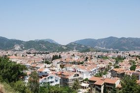 rooftops of old town at mountains, turkey, marmaris