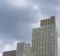 dark clouds over skyscrapers in chicago