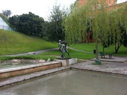 park with sculptures near the city library