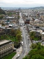 panoramic view of city street in edinburgh