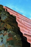 detail of old wall with red roof, Willem Prinsloo Agricultural Museum, south africa, rayton