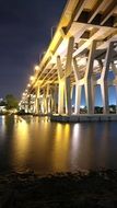 night photo of the bridge in Singapore