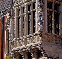 beautiful gothic stone carving on balcony