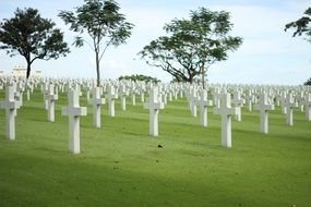 Landscape of white military monument