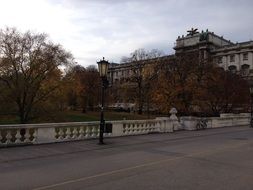 terrace of the old building in the park