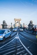 Auto on the bridge, hungary, budapest