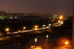 night view of the lightings in modern city