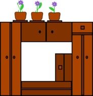 Wooden frame in the living room as a clipart