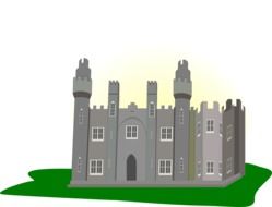 graphic image of a medieval castle on the green field