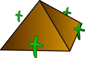 pyramid and green crosses drawing